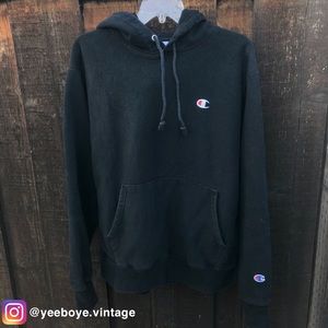 Champion Reverse Weave Black Charcoal Hoodie
